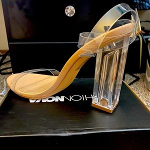 Clear fashion nova heels, in a size 8